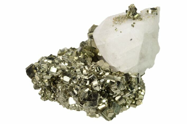 Pyrite Crystal Cluster with Calcite - Peru #167709